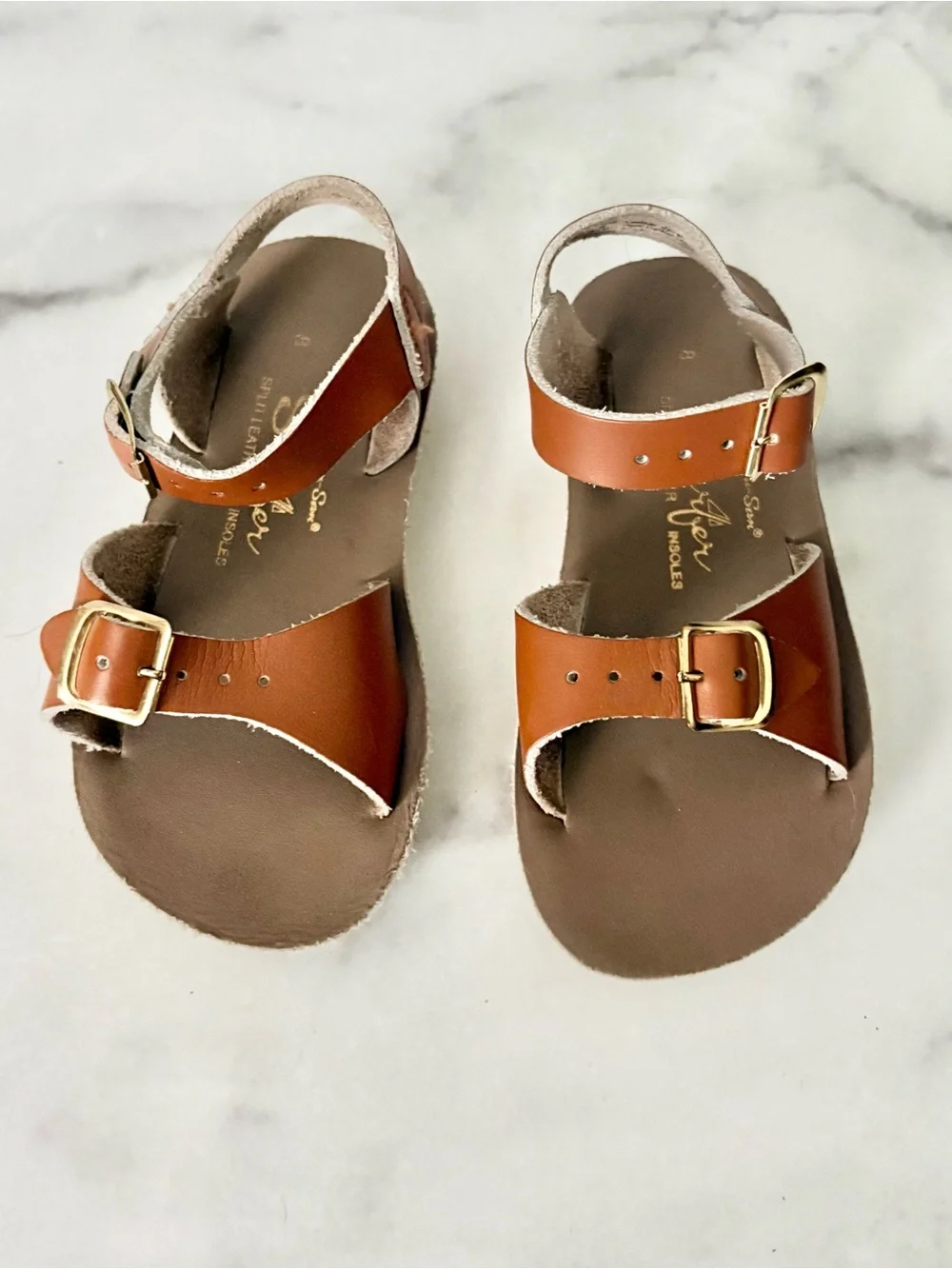 Salt Water Sun-San Surfer Tan Leather Sandals Toddler Size 8